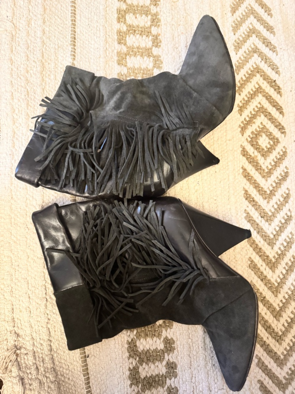 Isabel Marant pour H&M Black Leather & Suede Fringe Heels - Picture 4 of 13